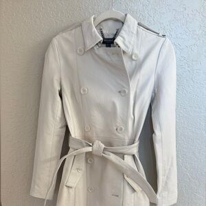 Muubaa London Inga Maxi Length Leather Trench Coat Womens 2 Milk Belted MW1880X